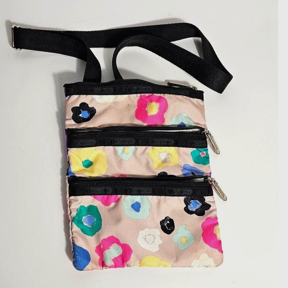 LeSportsac Crossbody 3 Compartment Bag Tuileries Colorful Flowers